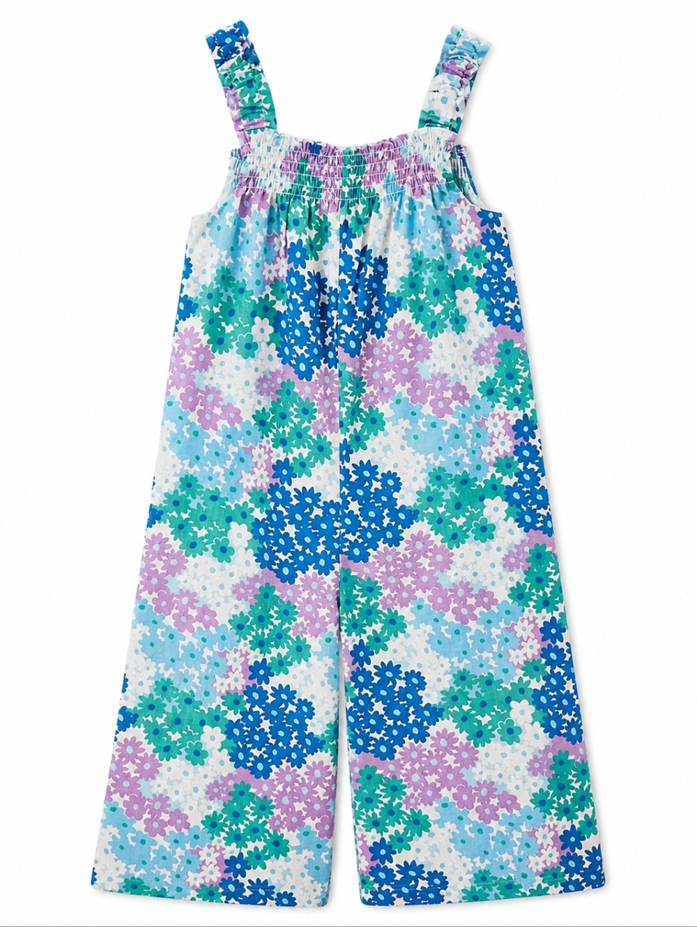 Mini Boden Floral Smocked Romper 5–6Y, Wide Leg, Pockets,  Summer Ready